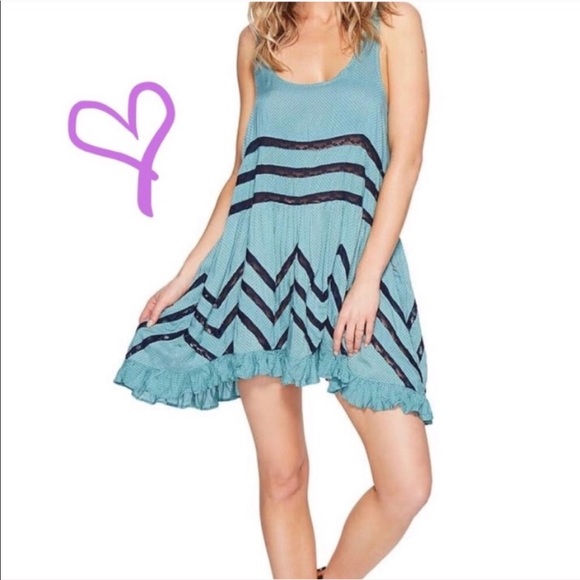 Free People Dresses & Skirts - NWT Free People lace trapeze slip dress jade Small